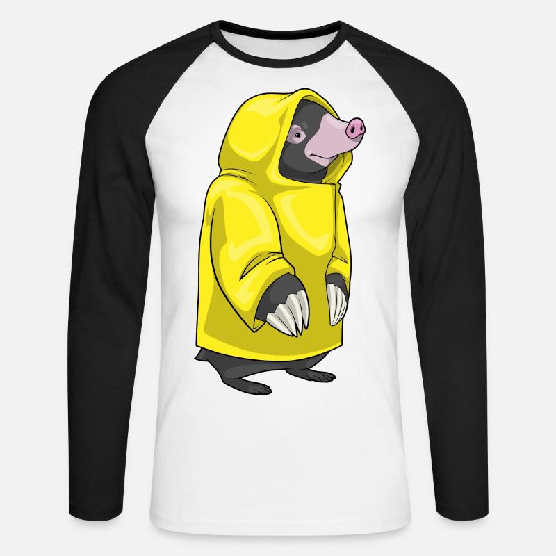 Mole Rain Rain Jacket - Unisex Long Sleeve Baseball T-Shirt - white/black
