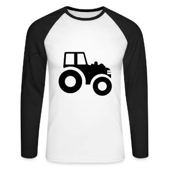 Traktor Symbol - Unisex Baseballshirt langarm - Weiß/Schwarz - Vorne - Nik (191cm)