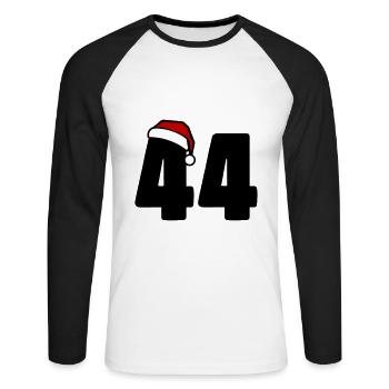 44 Zahl Weihnachten - Unisex Baseballshirt langarm - Weiß/Schwarz - Vorne - Nik (191cm)