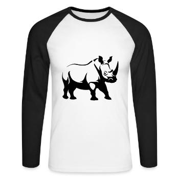 Bien-être animal rhinocéros - T-shirt baseball manches longues Homme - blanc/noir - Devant - Nik (191cm)