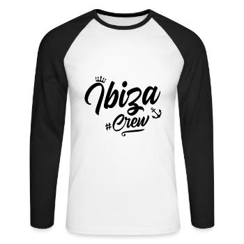 Ibiza Équipage - T-shirt baseball manches longues Homme - blanc/noir - Devant - Nik (191cm)