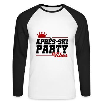 Ambiance de fête après-ski - T-shirt baseball manches longues Homme - blanc/noir - Devant - Nik (191cm)