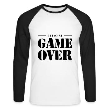 Game Over Slogan - Unisex Long Sleeve Baseball T-Shirt - white/black - Front - Nik (191cm)
