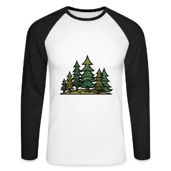 Forest, Landscape, Trees, Nature - Unisex Long Sleeve Baseball T-Shirt - white/black - Front - Nik (191cm)