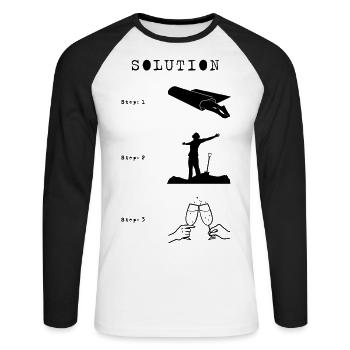 Carpet/shovel/wine - Unisex Long Sleeve Baseball T-Shirt - white/black - Front - Nik (191cm)