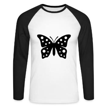 Symbole du papillon - T-shirt baseball manches longues Homme - blanc/noir - Devant - Nik (191cm)