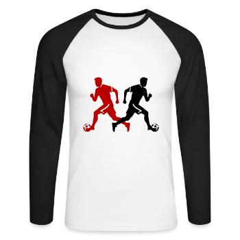 Fussballer Silhouette Fussball Spieler Mann - Unisex Baseballshirt langarm - Weiß/Schwarz - Vorne - Nik (191cm)