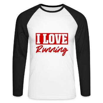 J’adore la course - T-shirt baseball manches longues Homme - blanc/noir - Devant - Nik (191cm)