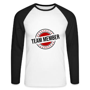 Membres de l’équipe - T-shirt baseball manches longues Homme - blanc/noir - Devant - Nik (191cm)