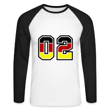 2 Zahl symbol Germany - Unisex Baseballshirt langarm - Weiß/Schwarz - Vorne - Nik (191cm)