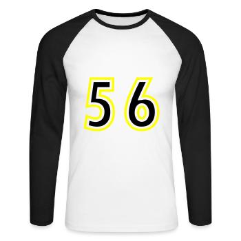 56 Nombre Collège - T-shirt baseball manches longues Homme - blanc/noir - Devant - Nik (191cm)