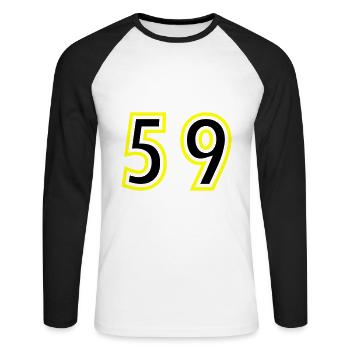 59 Nombre Collège - T-shirt baseball manches longues Homme - blanc/noir - Devant - Nik (191cm)