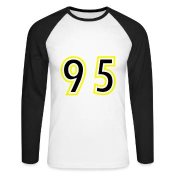 95 Number College - Unisex Long Sleeve Baseball T-Shirt - white/black - Front - Nik (191cm)