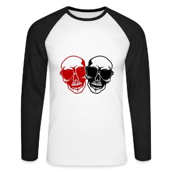 Stylish skull - Unisex Long Sleeve Baseball T-Shirt - white/black - Front - Nik (191cm)