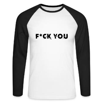 F*ck You - Unisex Baseballshirt langarm - Weiß/Schwarz - Vorne - Nik (191cm)