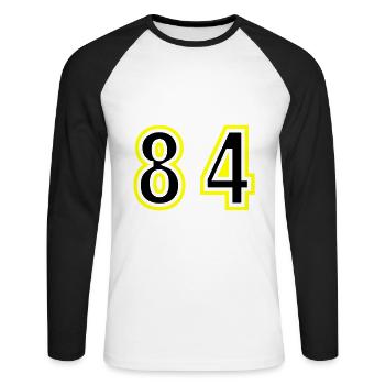 84 Number College - Unisex Long Sleeve Baseball T-Shirt - white/black - Front - Nik (191cm)