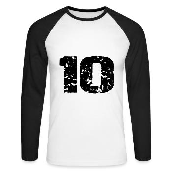 Maillot 10 numéro - T-shirt baseball manches longues Homme - blanc/noir - Devant - Nik (191cm)