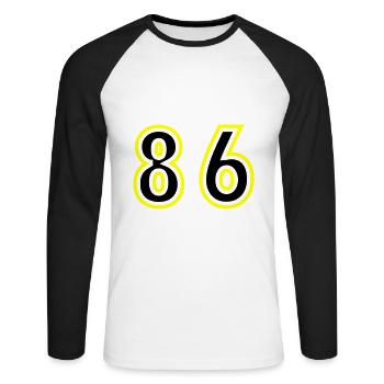 86 Number College - Unisex Long Sleeve Baseball T-Shirt - white/black - Front - Nik (191cm)