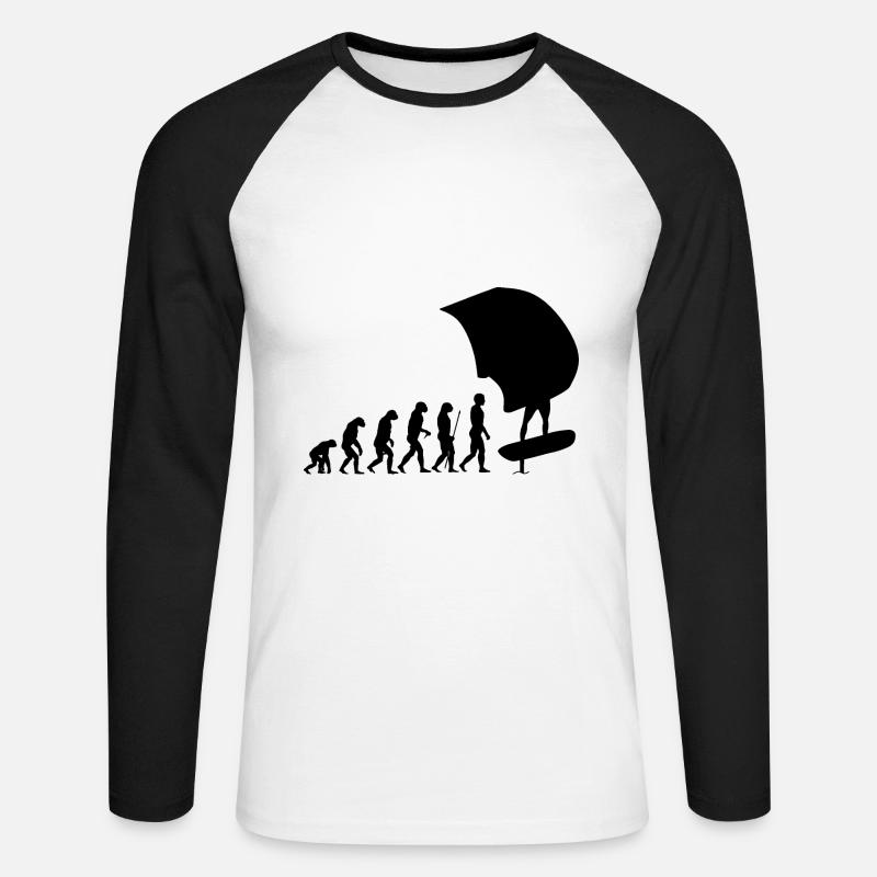 Wingfoil Wingfoiler Evolution - Unisex Baseballshirt langarm - Weiß/Schwarz