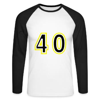40 Nombre Collège - T-shirt baseball manches longues Homme - blanc/noir - Devant - Nik (191cm)