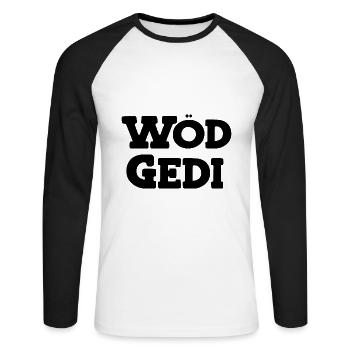 Wöd Gedi Bester Gedi sein Patenonkel fragen Taufe - Unisex Baseballshirt langarm - Weiß/Schwarz - Vorne - Nik (191cm)