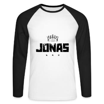 Jonas - T-shirt baseball manches longues Homme - blanc/noir - Devant - Nik (191cm)