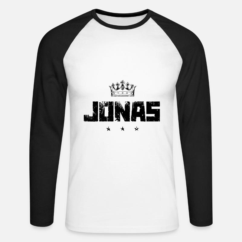 Jonas - Unisex Baseballshirt langarm - Weiß/Schwarz