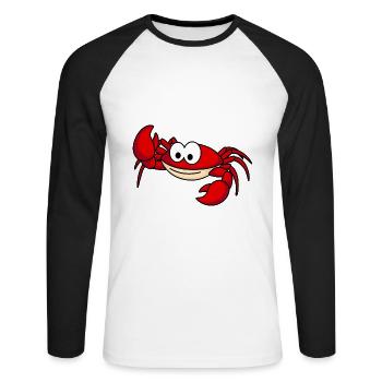 Krabbe Comic Tier - Unisex Baseballshirt langarm - Weiß/Schwarz - Vorne - Nik (191cm)