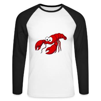 Homard Comic Animal - T-shirt baseball manches longues Homme - blanc/noir - Devant - Nik (191cm)