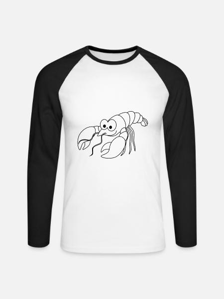 Lobster Comic Animal - Unisex Long Sleeve Baseball T-Shirt - white/black