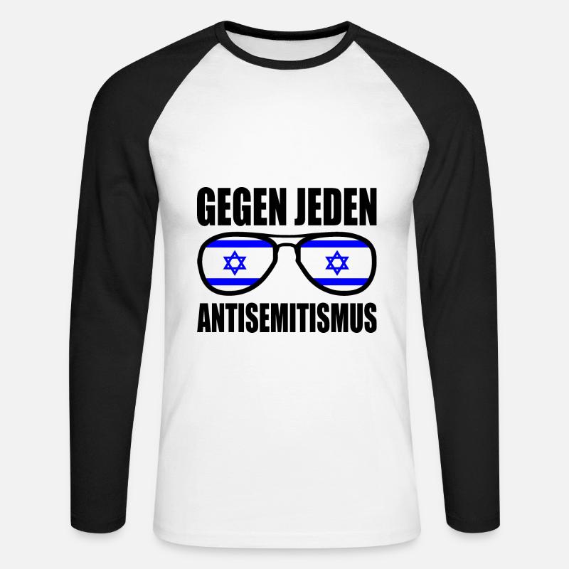 Gegen jeden antisemitismus - Unisex Baseballshirt langarm - Weiß/Schwarz