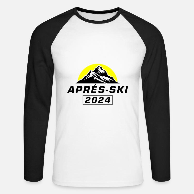 Apres Ski 2024 - Unisex Baseballshirt langarm - Weiß/Schwarz