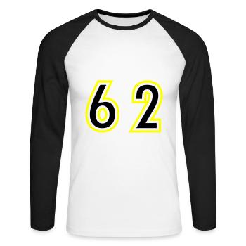 62 Nombre Collège - T-shirt baseball manches longues Homme - blanc/noir - Devant - Nik (191cm)