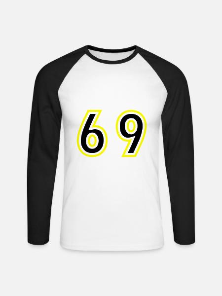 69 Number College - Unisex Long Sleeve Baseball T-Shirt - white/black