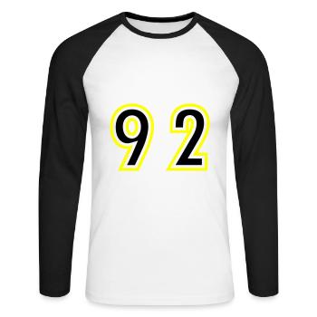 92 Number College - Unisex Long Sleeve Baseball T-Shirt - white/black - Front - Nik (191cm)