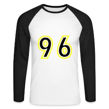 96 Number College - Unisex Long Sleeve Baseball T-Shirt - white/black - Front - Nik (191cm)