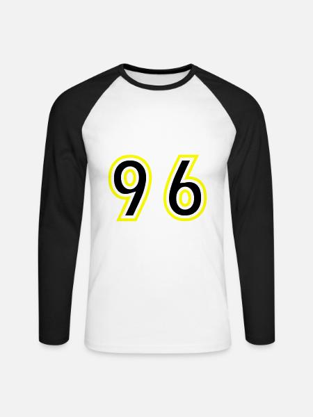 96 Number College - Unisex Long Sleeve Baseball T-Shirt - white/black