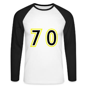 70 Number College - Unisex Long Sleeve Baseball T-Shirt - white/black - Front - Nik (191cm)