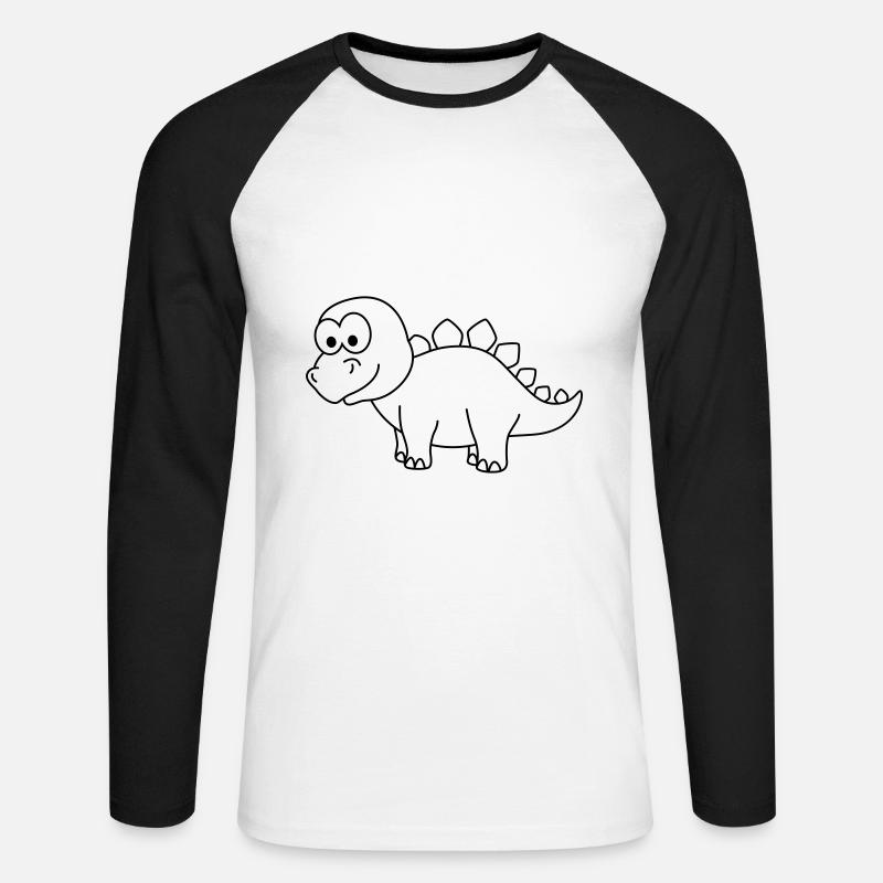 Dinosaurier stegosaurus Comic - Unisex Baseballshirt langarm - Weiß/Schwarz