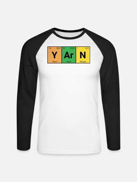 YArN Garn Stricken Haekeln - Unisex Baseballshirt langarm - Weiß/Schwarz