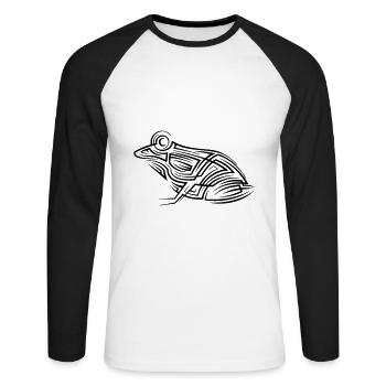 Frosch Tribal Tattoo - Unisex Baseballshirt langarm - Weiß/Schwarz - Vorne - Nik (191cm)