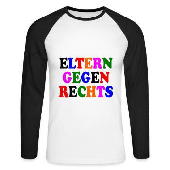 Eltern gegen rechts - Unisex Baseballshirt langarm - Weiß/Schwarz - Vorne - Nik (191cm)