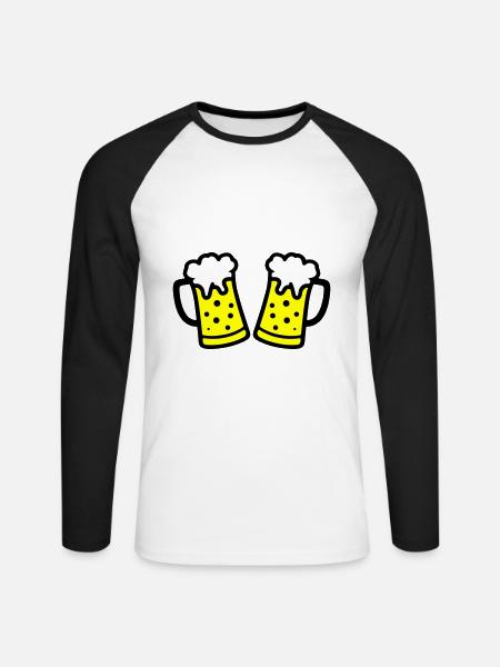 Beer Mug Beer Symbol - Unisex Long Sleeve Baseball T-Shirt - white/black