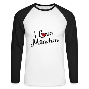 J’aime Munich - T-shirt baseball manches longues Homme - blanc/noir - Devant - Nik (191cm)