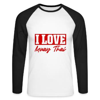 Ich liebe Muay Thai - Unisex Baseballshirt langarm - Weiß/Schwarz - Vorne - Nik (191cm)