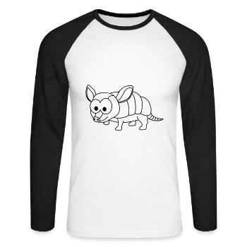 Armadillo Comic Animal - T-shirt baseball manches longues Homme - blanc/noir - Devant - Nik (191cm)