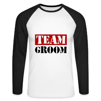 Team Groom Wedding Saying - Unisex Long Sleeve Baseball T-Shirt - white/black - Front - Nik (191cm)