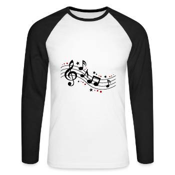 Musical Notes Symbols Music - Unisex Long Sleeve Baseball T-Shirt - white/black - Front - Nik (191cm)