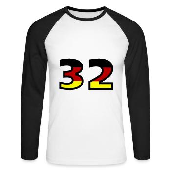 32 Numéro Allemagne Jersey - T-shirt baseball manches longues Homme - blanc/noir - Devant - Nik (191cm)