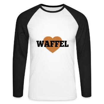 Waffel Love Herz - Unisex Baseballshirt langarm - Weiß/Schwarz - Vorne - Nik (191cm)